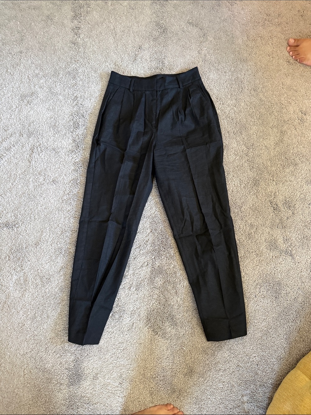 Express Black High-Waist Pleated Tapered Pants